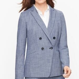 NEW TALBOT Double Tweed Blue Button Businss Casaul Blazer Jacket SZ 12